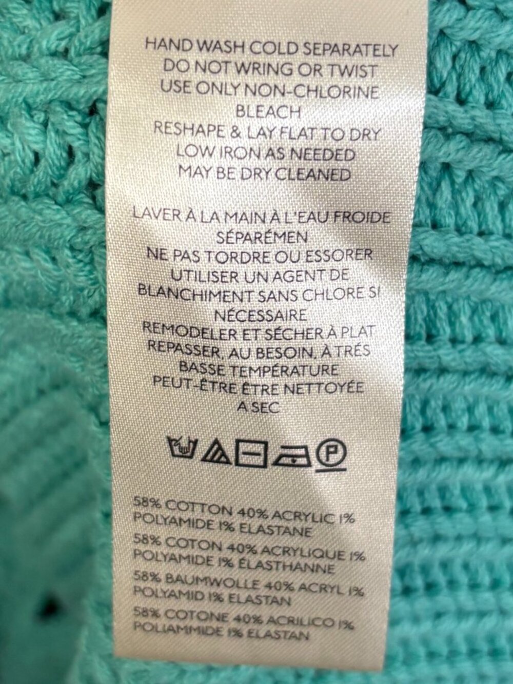 ☀️ Free People Swim Too Deep Chunky Knit Cardigan Turquoise S NWOT - Picture 9 of 9